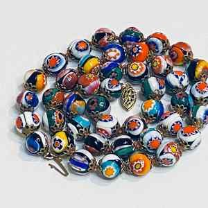 Multi Color Millefiori Murano Glass Beaded Vintage Necklace
